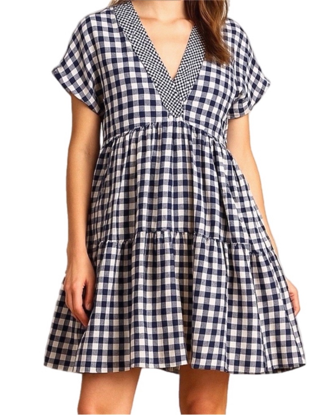 NWT Anthropologie 11 1Tylho Gingham Babydoll Dress Size Medium - Picture 3 of 9